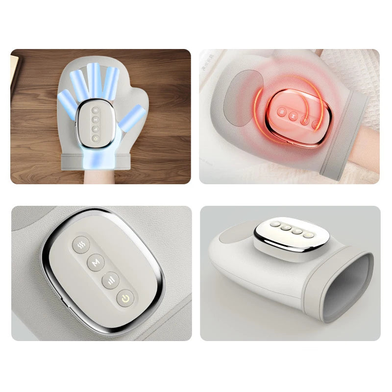 Electric Hand Massager With Airbag Compression Warm Heating Cordless Glove Massager Application for Palm Finger Relaxation Gift