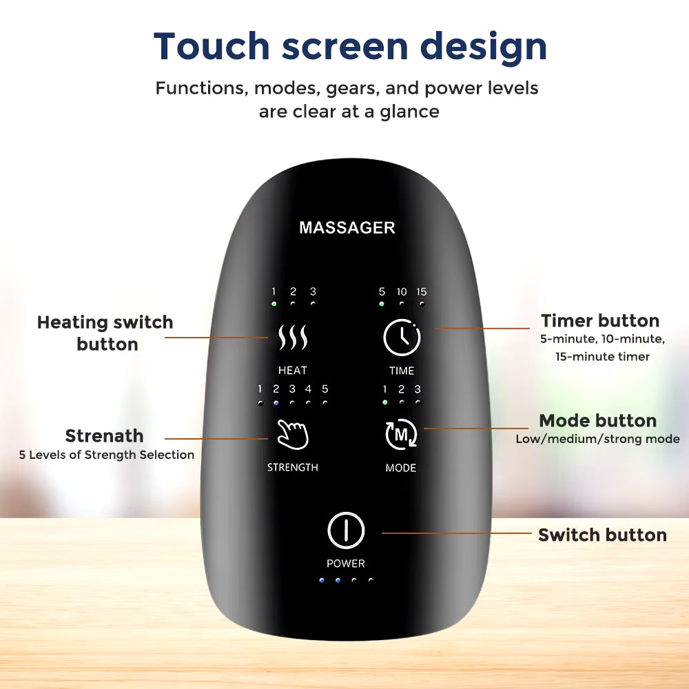 Wireless Electric Hand Massager Air Compression 3 Level Hot Compress Palm Acupoint Massager Help Finger Numbness Hand Massage