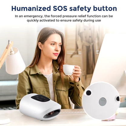 Wireless Electric Hand Massager Air Compression 3 Level Hot Compress Palm Acupoint Massager Help Finger Numbness Hand Massage