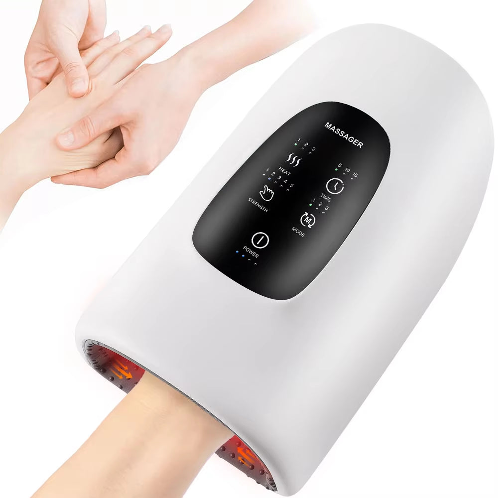 Wireless Electric Hand Massager Air Compression 3 Level Hot Compress Palm Acupoint Massager Help Finger Numbness Hand Massage